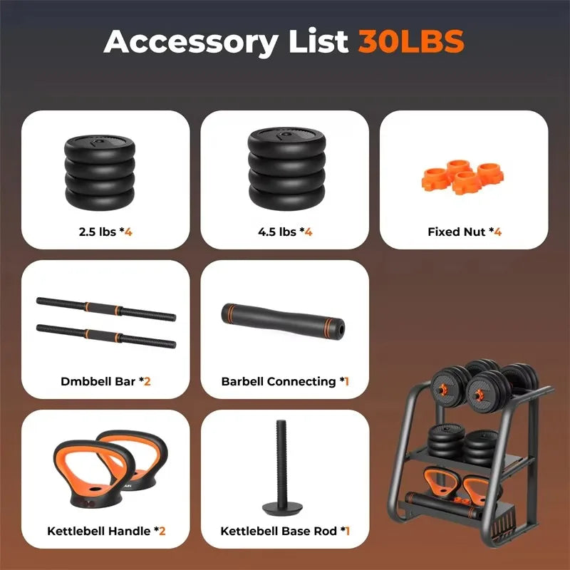 Top-Selling Adjustable Free Weight Set with Connector - Converts to Dumbbell, Barbell & Kettlebell, Ideal for Push-Up Exercises