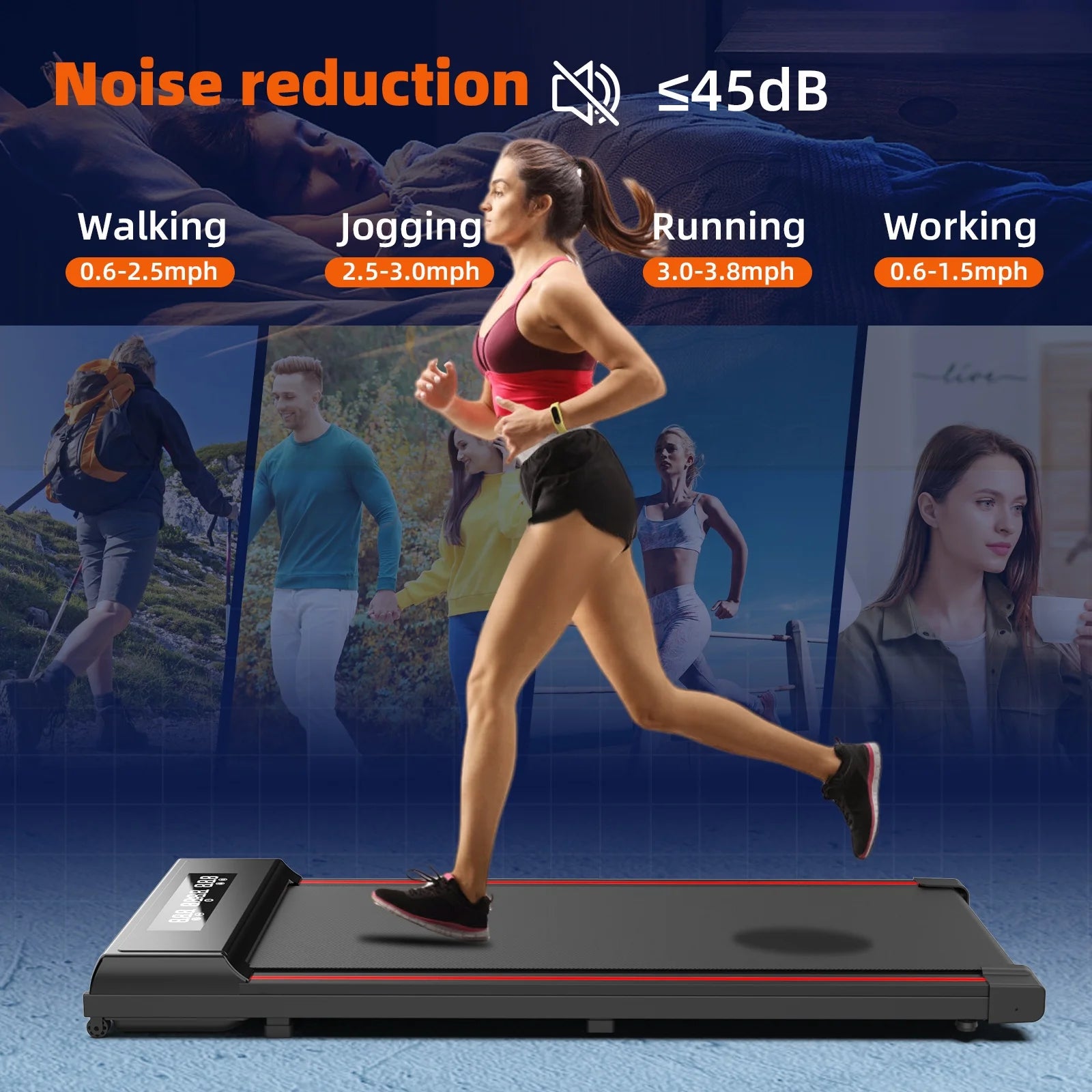 Foldable Treadmills Gym Equipment Electric Smart Folding Portable Walking Pad Mini Desk Treadmill Without Handle