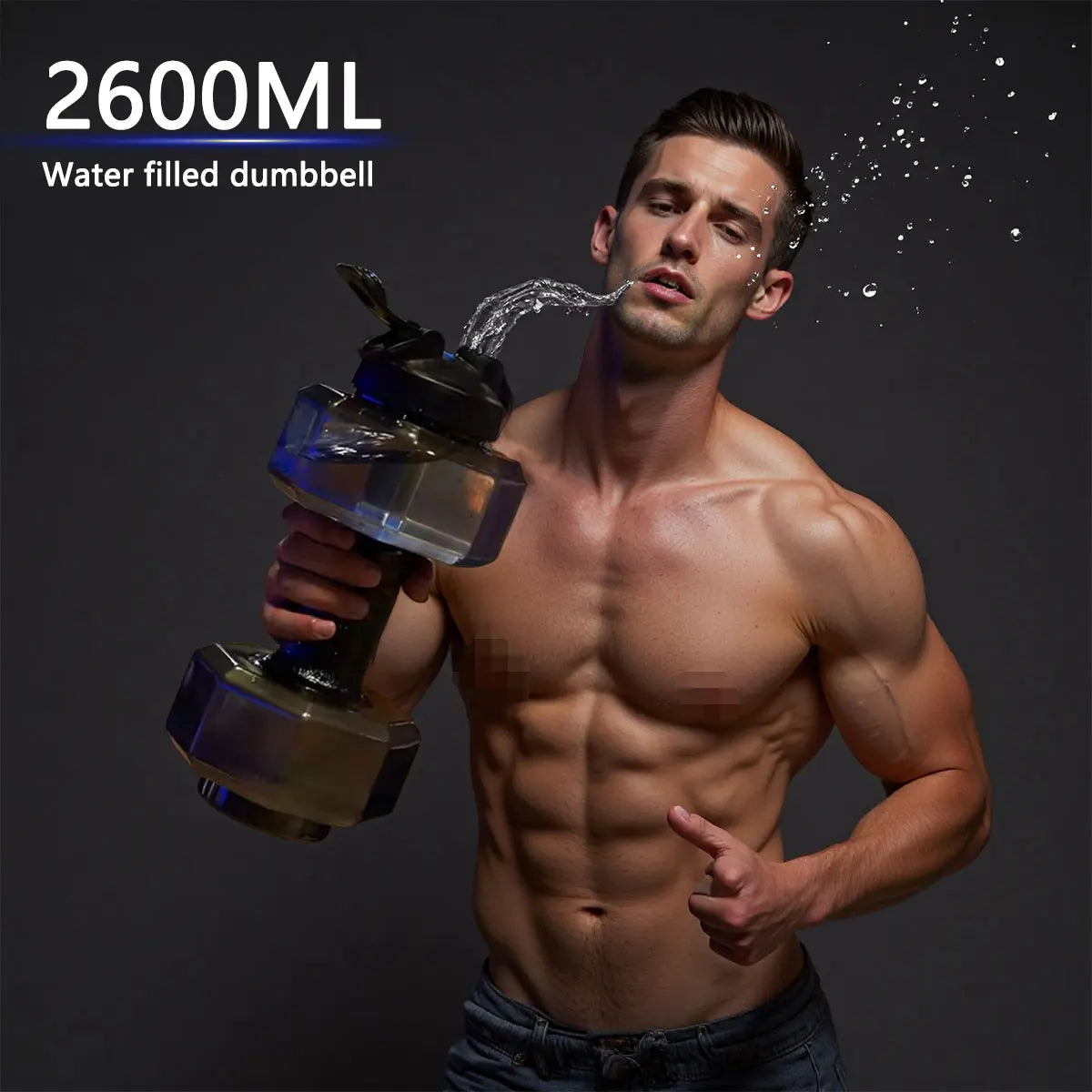 A 2.2L water filled dumbbell/large capacity fitness and yoga flushing dumbbell kettle, portable dumbbell outdoor sports and fitn