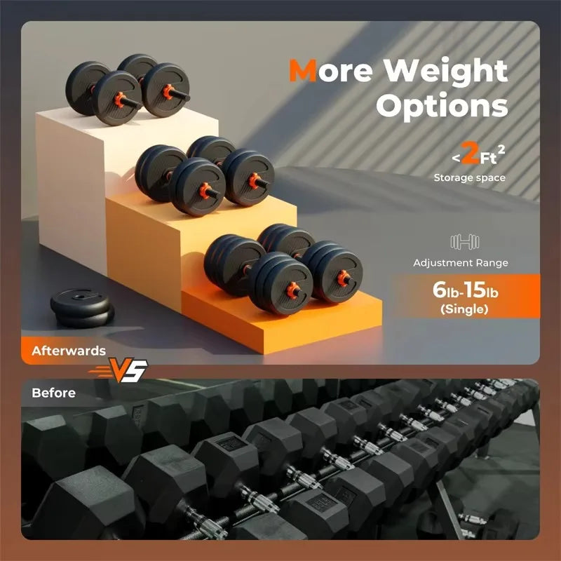 Top-Selling Adjustable Free Weight Set with Connector - Converts to Dumbbell, Barbell & Kettlebell, Ideal for Push-Up Exercises