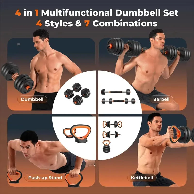 Top-Selling Adjustable Free Weight Set with Connector - Converts to Dumbbell, Barbell & Kettlebell, Ideal for Push-Up Exercises