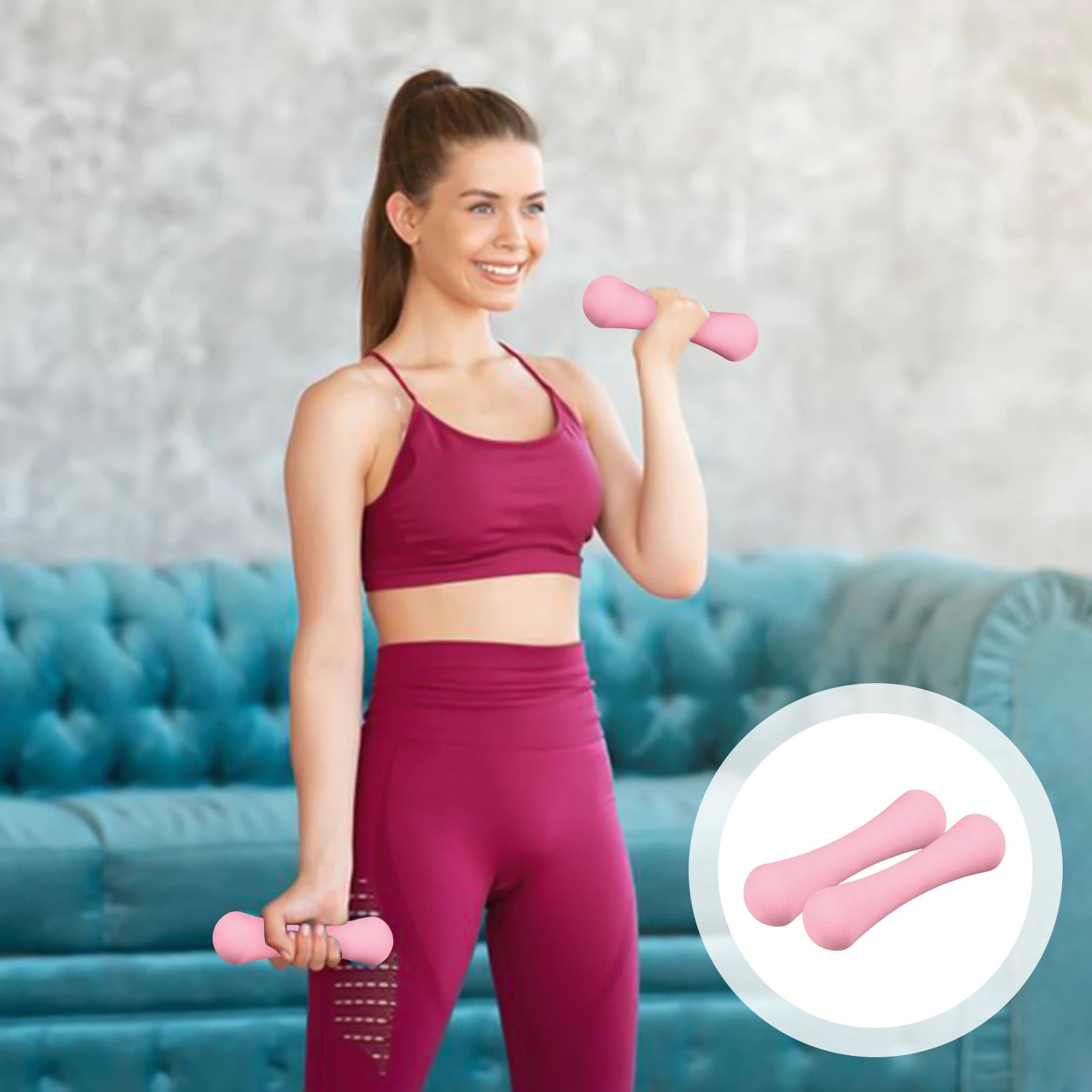 Home Gym Fitness Dumbbell Non-Slip Coated Home Workout Dumbbell for Women's Strength Training