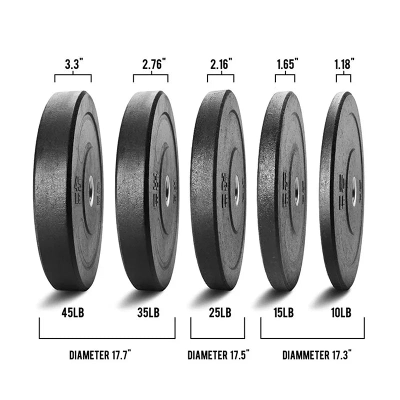 Rubber Bumper Weight Plates, Gym Fitness & Strength Training Equipment