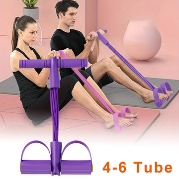 Four-Tube Pedal Tensioner Multi-Functional Household Fitness Equipment Yoga Abdominal Strengthening Elastic Band Tension Rope